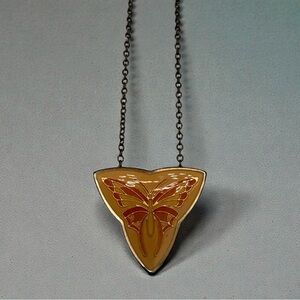 Vintage 1978 Franklin Mint “The Dream Time” Enamel Butterfly Pendant Necklace